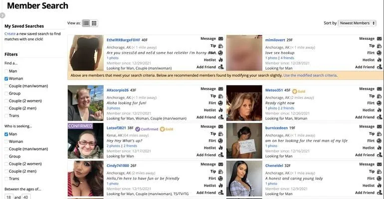 Using Adult Friend Finder search filters and groups to find the right matches fast