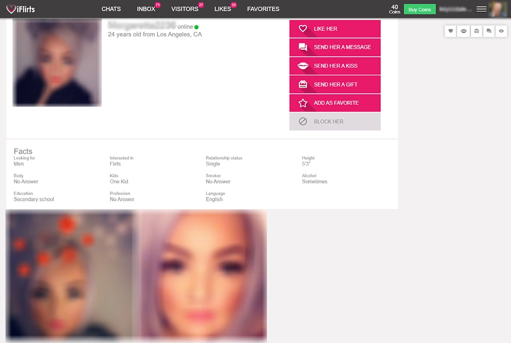 Sample user profile
